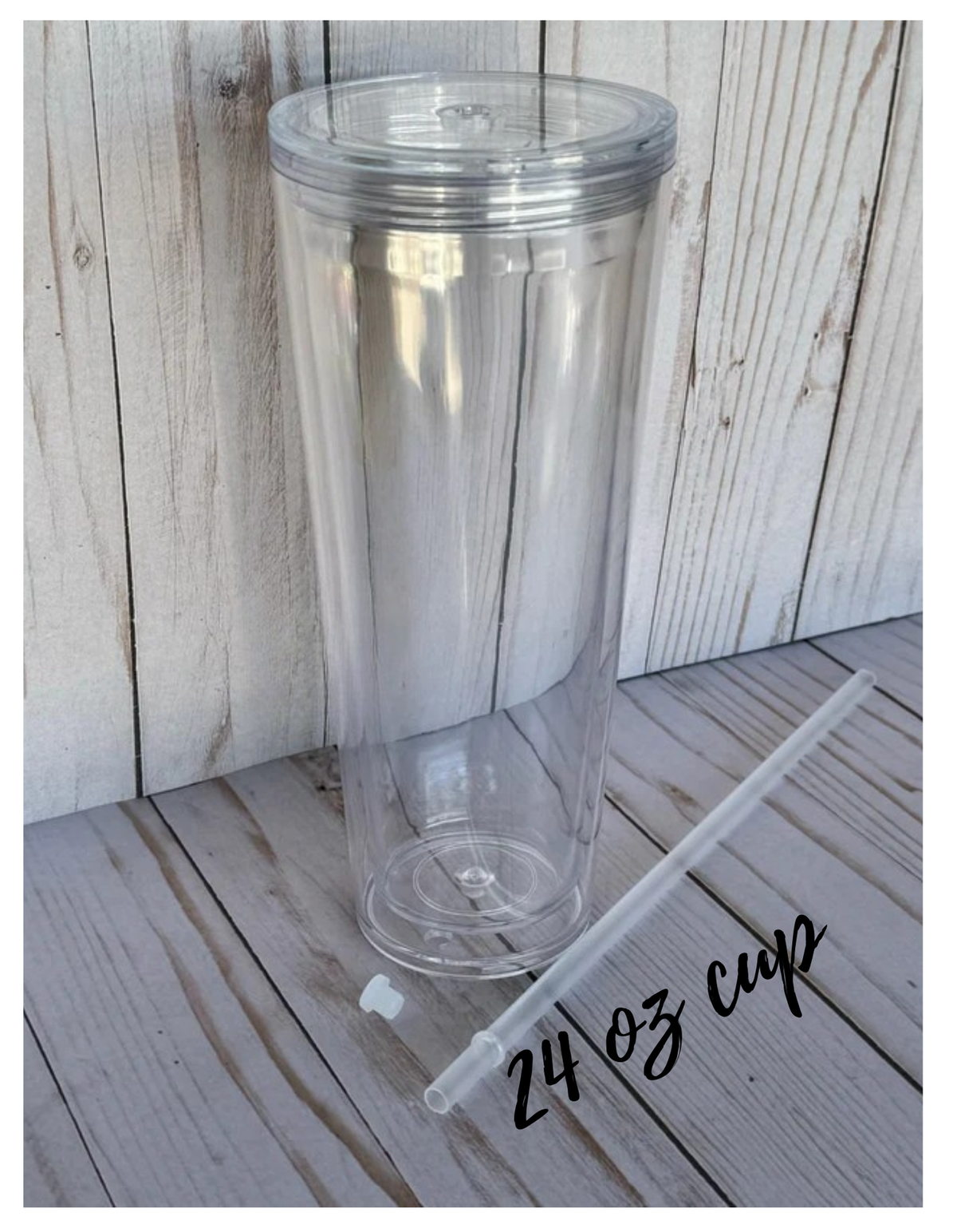 24 oz Custom Snowglobe Cup with Pen & Keychain or Straw Topper